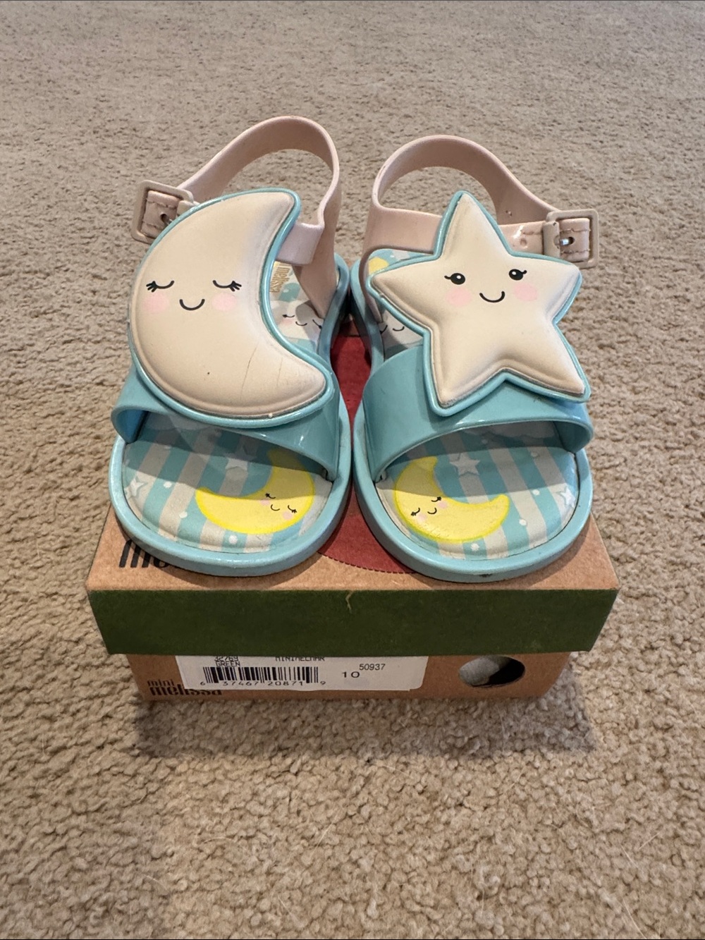 Mini Melissa Kids Moon & Star Sandals - Light Blue size 10